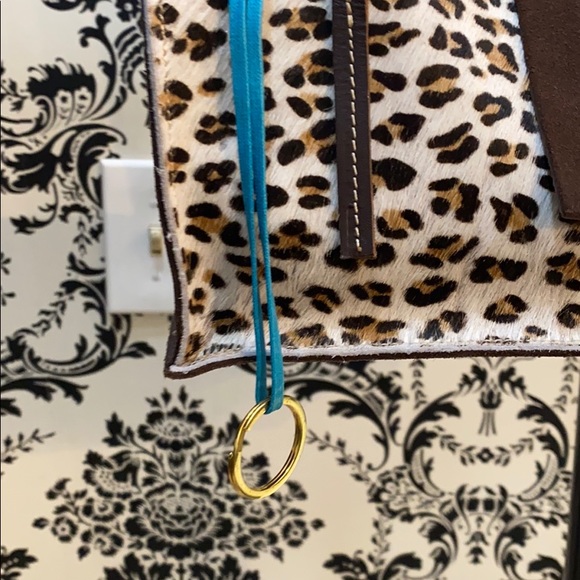 Brown/leopard calfskin handbag - Picture 3 of 5